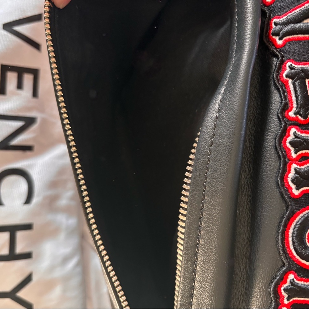 Givenchy Black Leather Toiletry Bag with Red Embroidered Logo - Picture 6 of 7